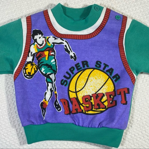 NWT Vintage QUACKERS Super Star Basketball Sweater Shirt; Toddler/ Infant Sz 12 - Picture 8 of 12